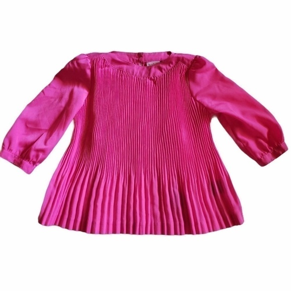 Baker by Ted Baker Pleated Long Sleeve Dressy Top Bright Pink Girl’s Size 4 - Picture 5 of 5